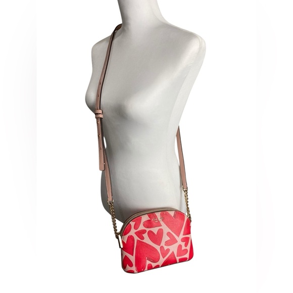 Kate Spade Like New Ever Fallen Spencer Dome Heart Crossbody Chain Pink Red - Picture 14 of 15